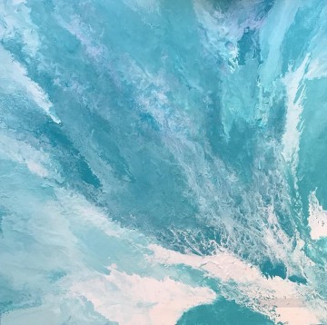 ターコイズリベンジターコイズホワイト抽象的な海景 Oil Paintings